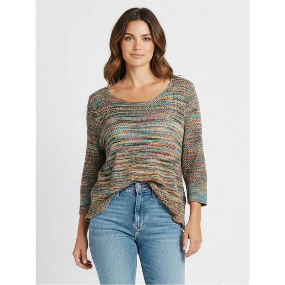 JohnPaulRichard Multicolor Scoop-Neck Pointelle Knit Sweater Women’s M